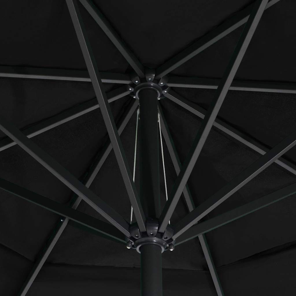 Parasol avec mât en aluminium 600 cm noir