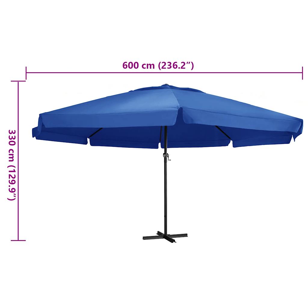 Parasol with aluminum pole 600 cm azure blue