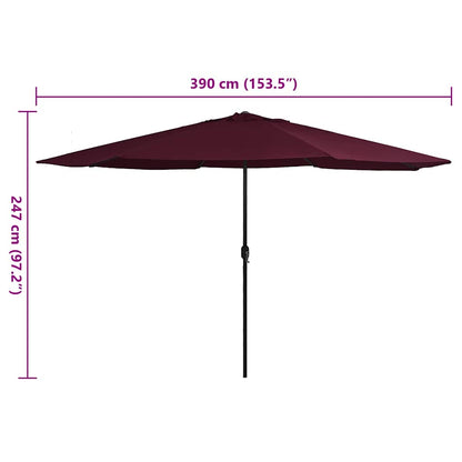Sonnenschirm mit Metall-Mast 390 cm Bordeauxrot