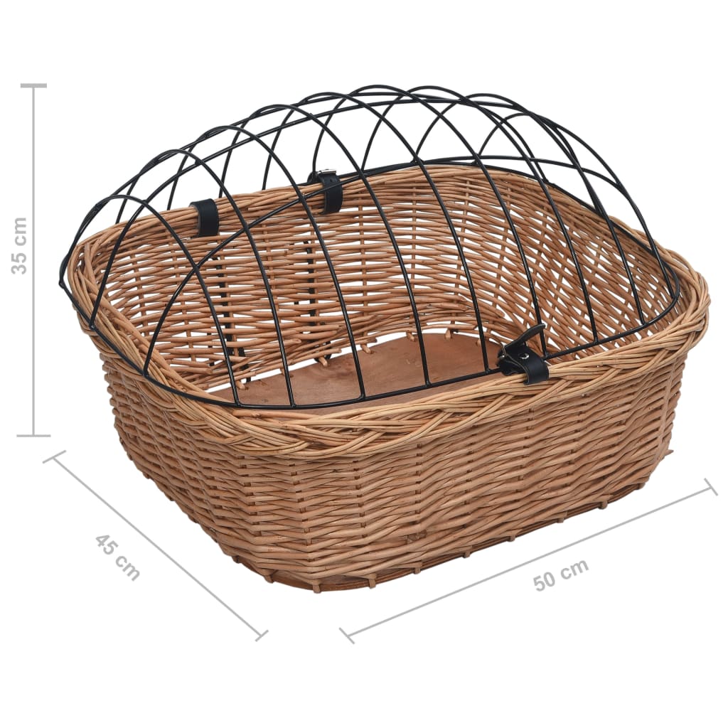 Fahrradkorb Vorne mit Deckel 50x45x35 cm Natur Weide
