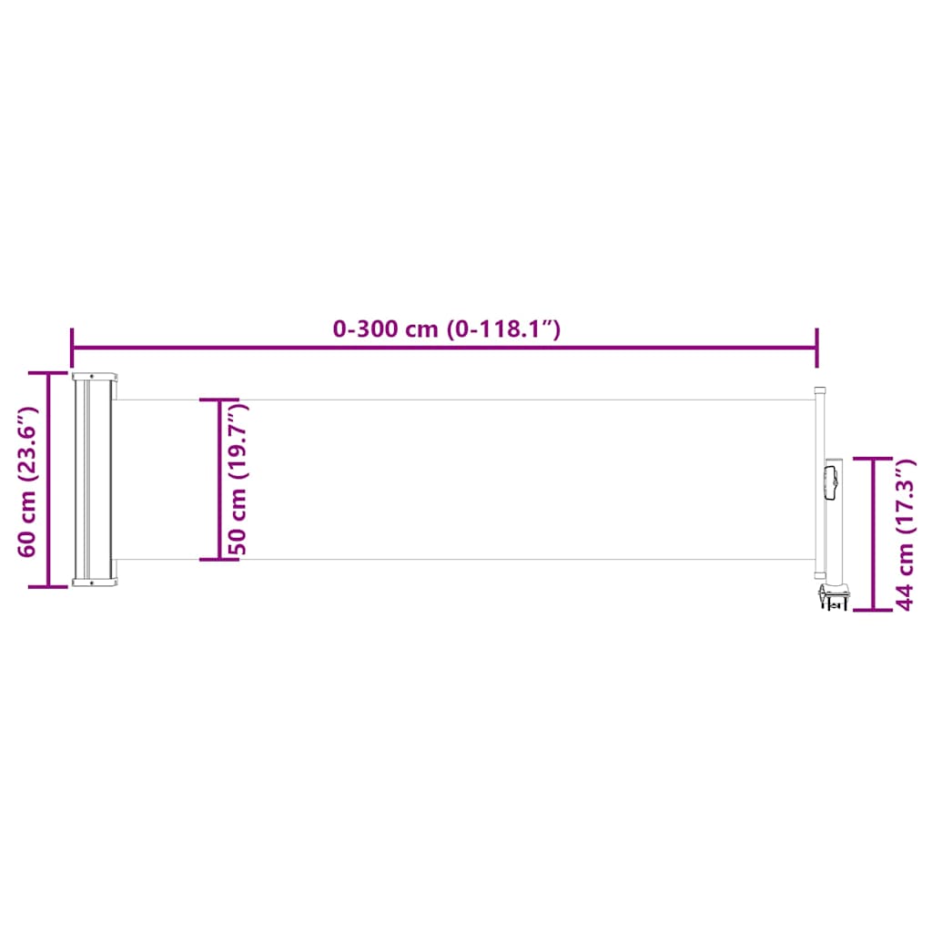 Ausziehbare Seitenmarkise 60×300 cm Grau