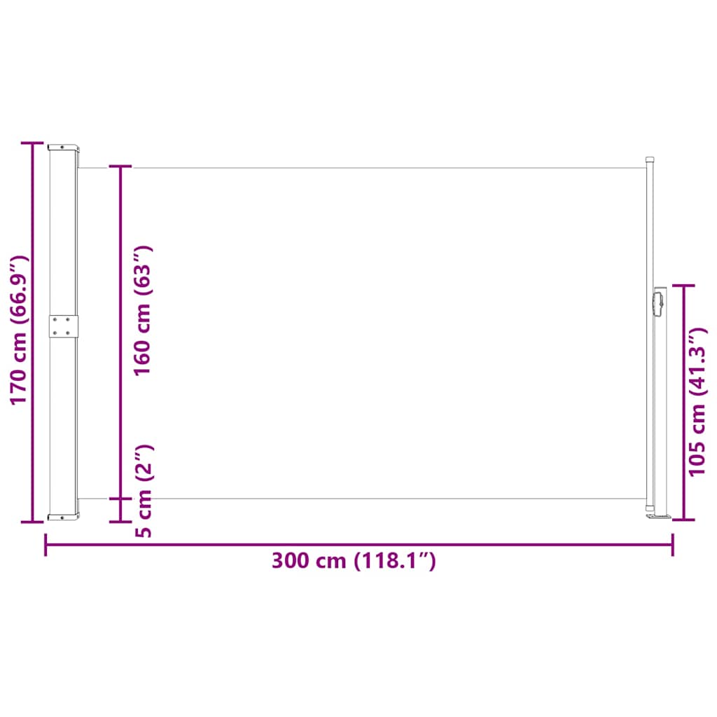 Ausziehbare Seitenmarkise 170×300 cm Schwarz