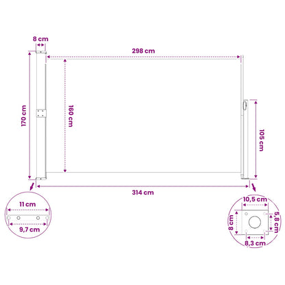 Ausziehbare Seitenmarkise 170×300 cm Rot