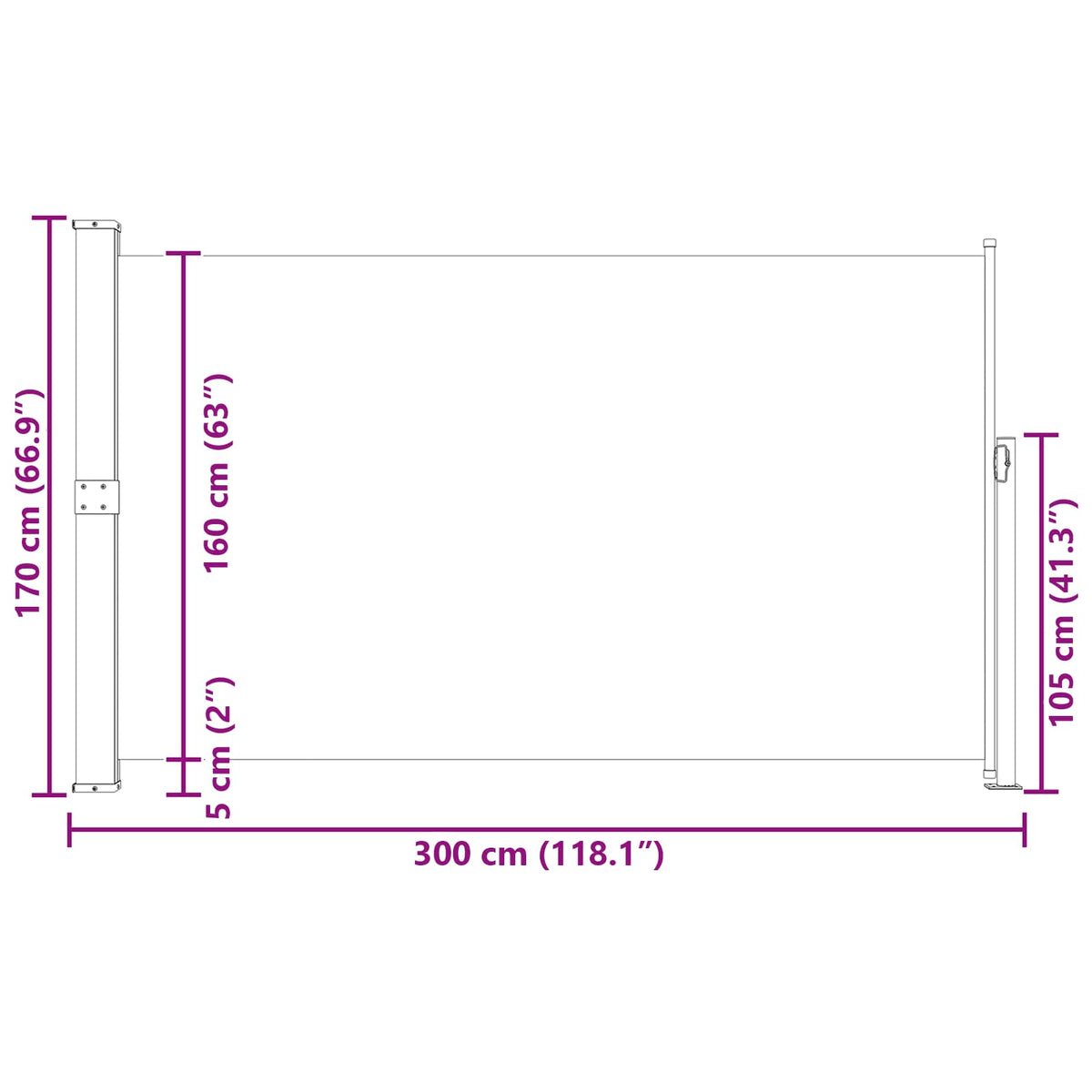 Ausziehbare Seitenmarkise 170×300 cm Braun