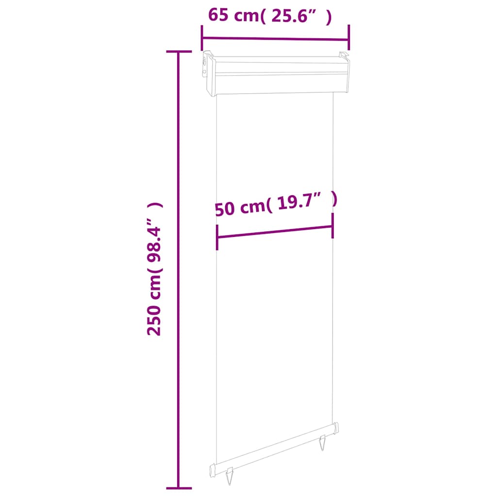 Balkon-Seitenmarkise 65x250 cm Creme