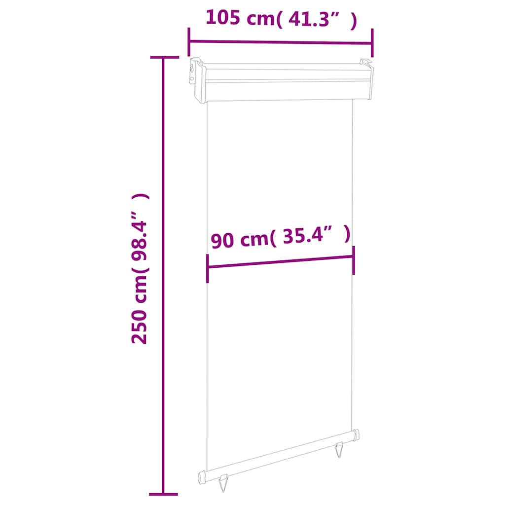 Balkon-Seitenmarkise 105x250 cm Braun