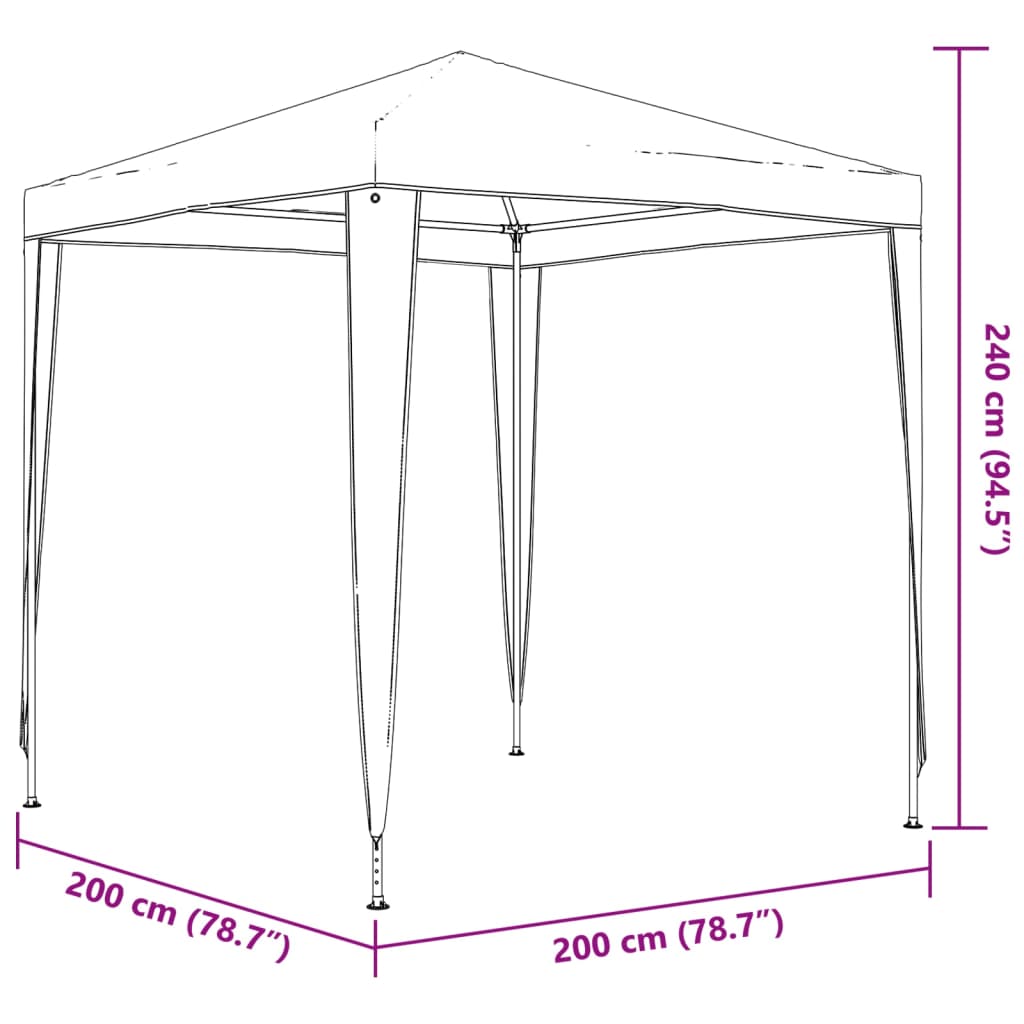 Tente de fête professionnelle 2x2 m anthracite