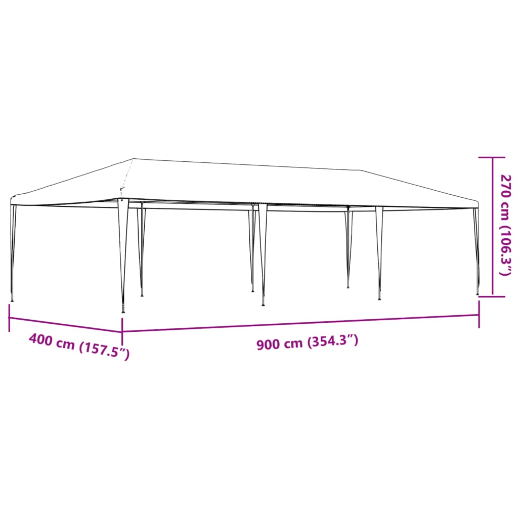 Chapiteau de fête professionnel 4×9 m vert 90 g/m²