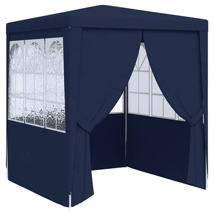 Profi-Partyzelt mit Seitenwänden 2×2m Blau 90 g/m²