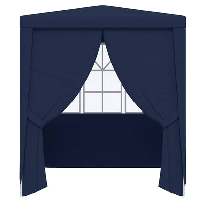Profi-Partyzelt mit Seitenwänden 2×2m Blau 90 g/m²