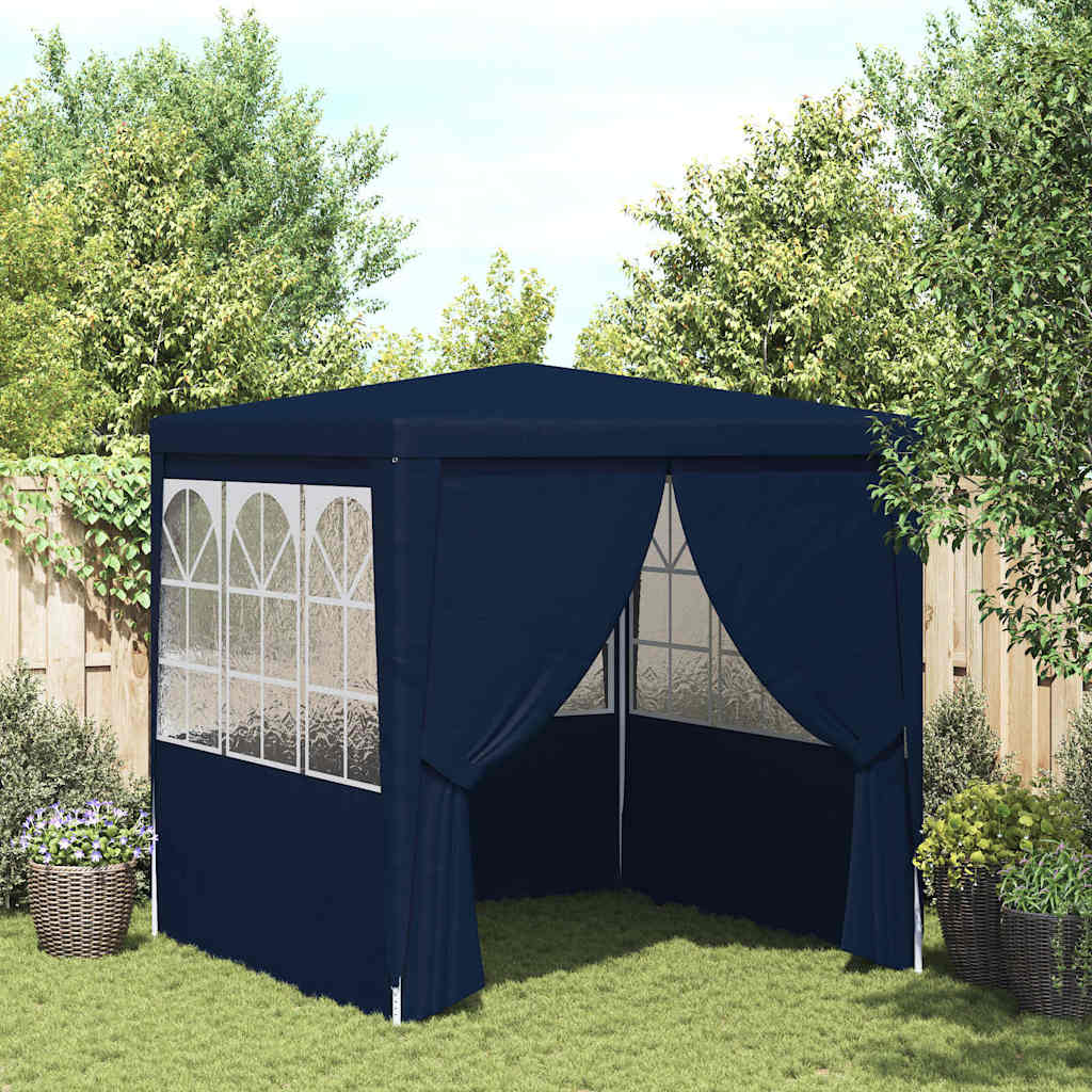 Professional party tent with side walls 2.5x2.5 m blue 90 g/m²