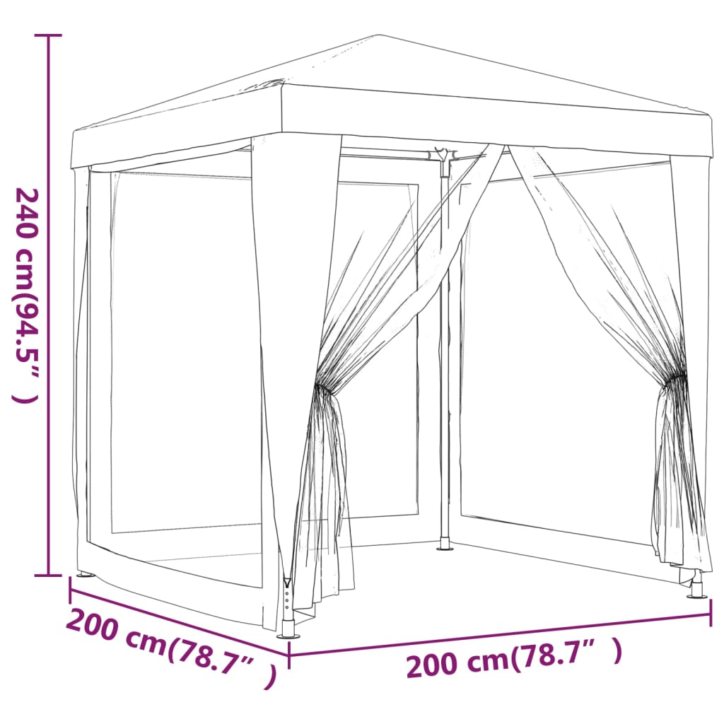 Tente de fête avec 4 parois latérales grillagées 2 x 2 m blanc