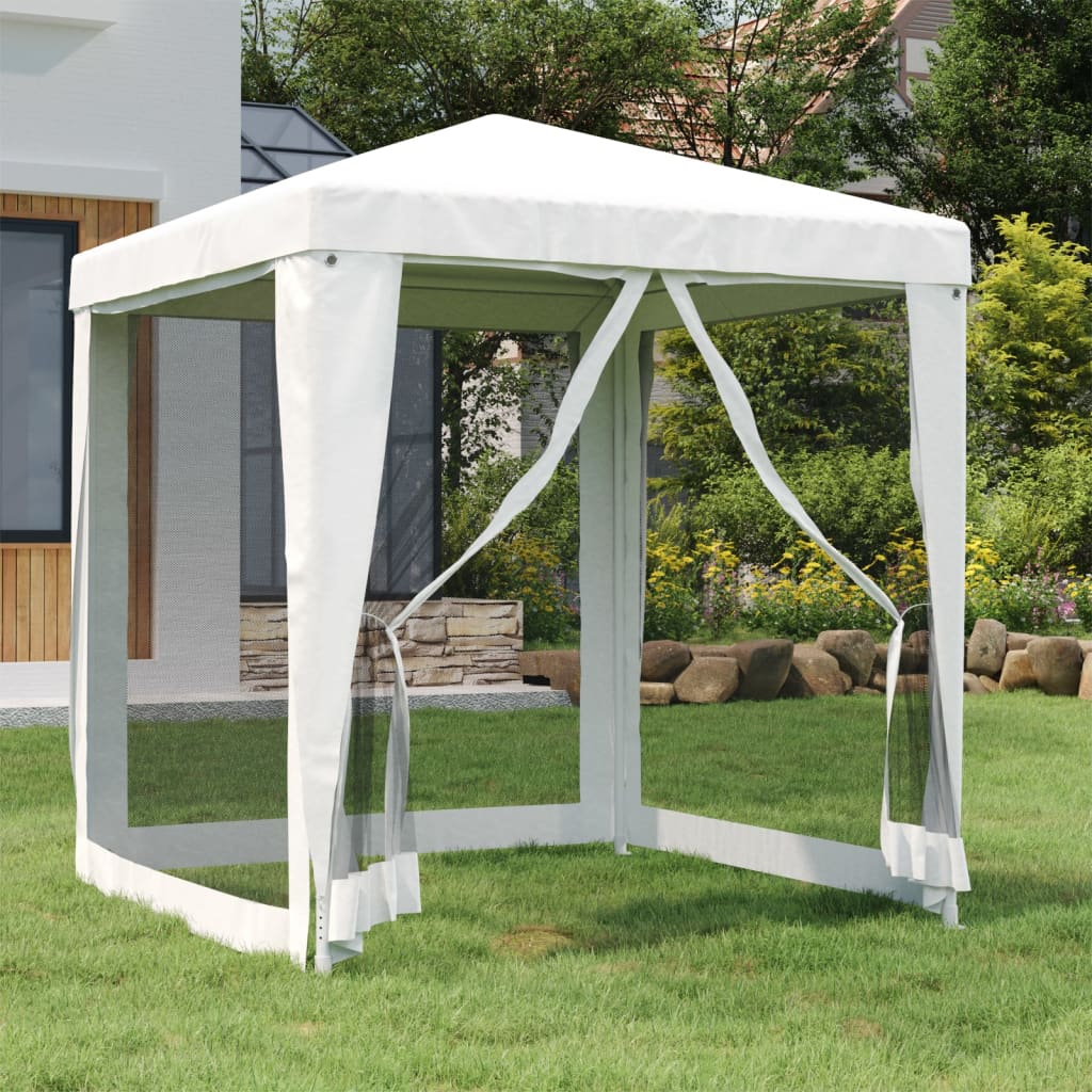 Tente de fête avec 4 parois latérales grillagées 2 x 2 m blanc