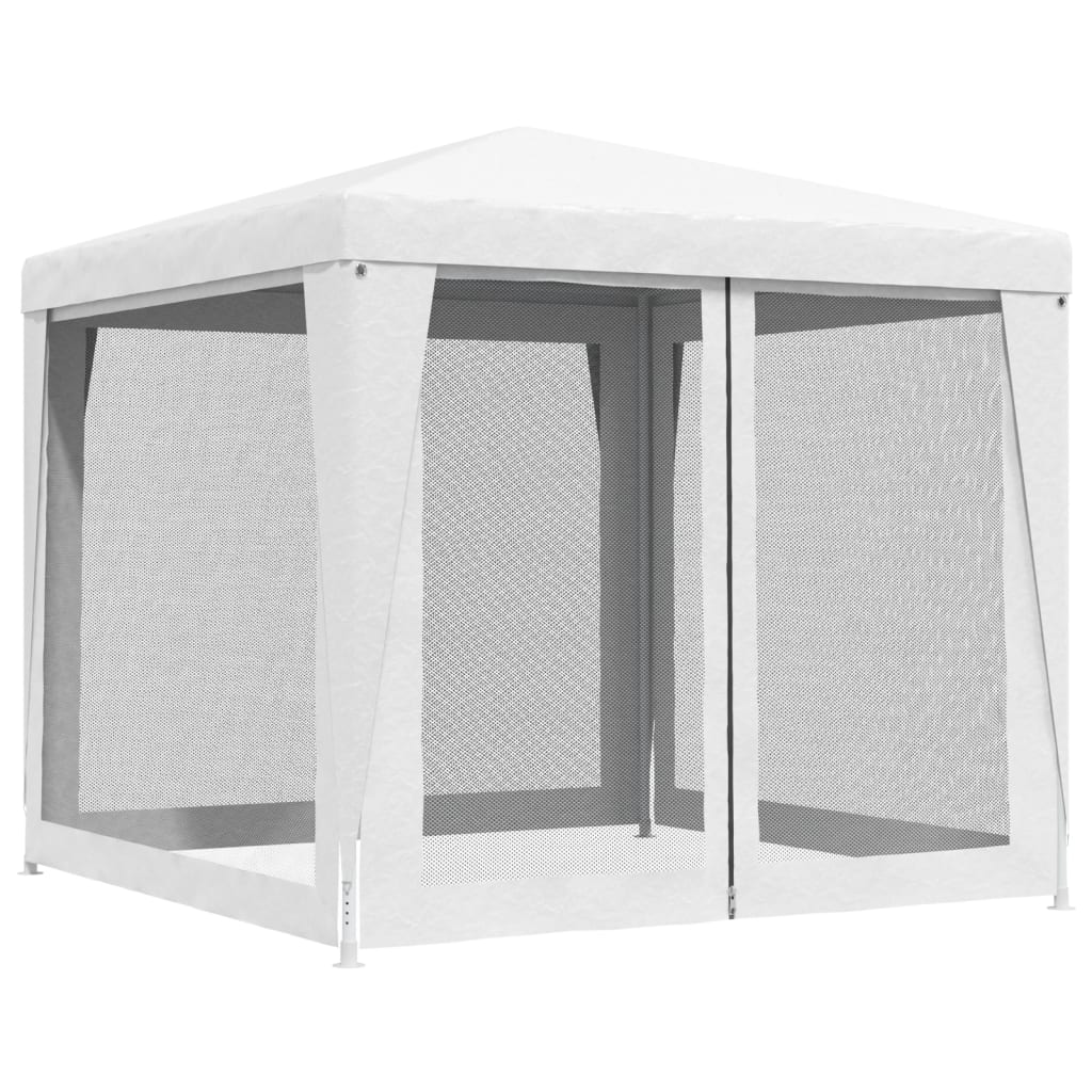 Tente de fête avec 4 parois latérales grillagées 2,5 x 2,5 m blanc