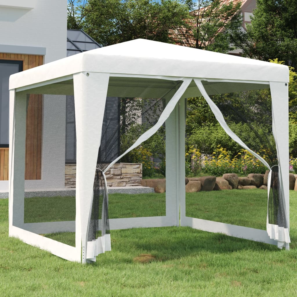 Tente de fête avec 4 parois latérales grillagées 2,5 x 2,5 m blanc