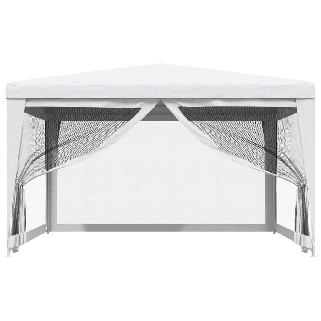 Tente de réception avec 4 parois latérales en filet 4 x 4 m blanche
