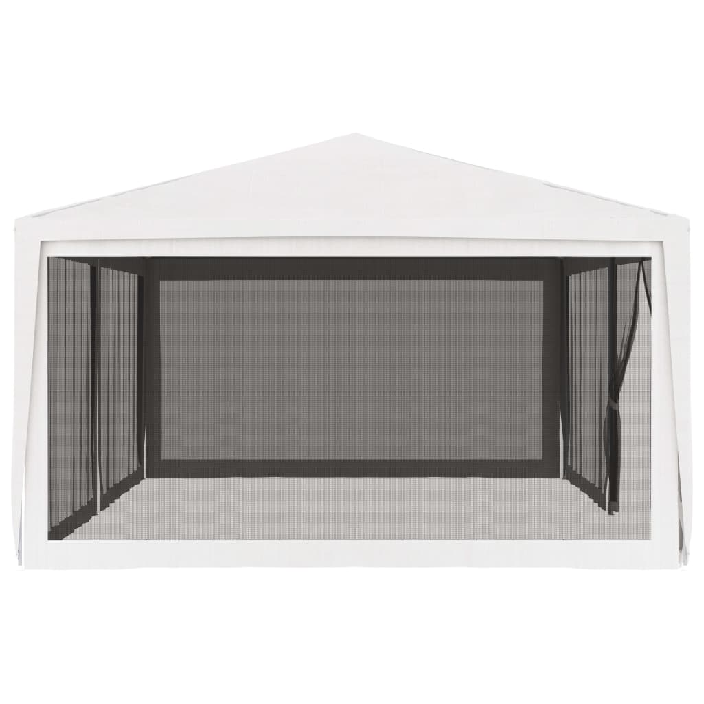 Tente de réception avec 4 parois latérales en filet 4 x 6 m blanc