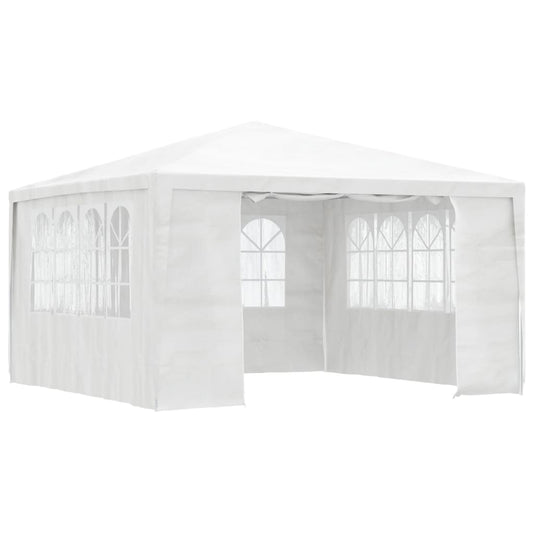 Tente de réception professionnelle avec parois latérales 4×4 m blanc 90 g/m²