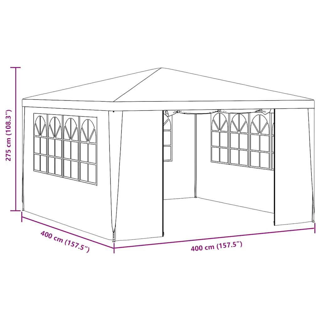 Professional party tent with side walls 4×4 m blue 90 g/m²
