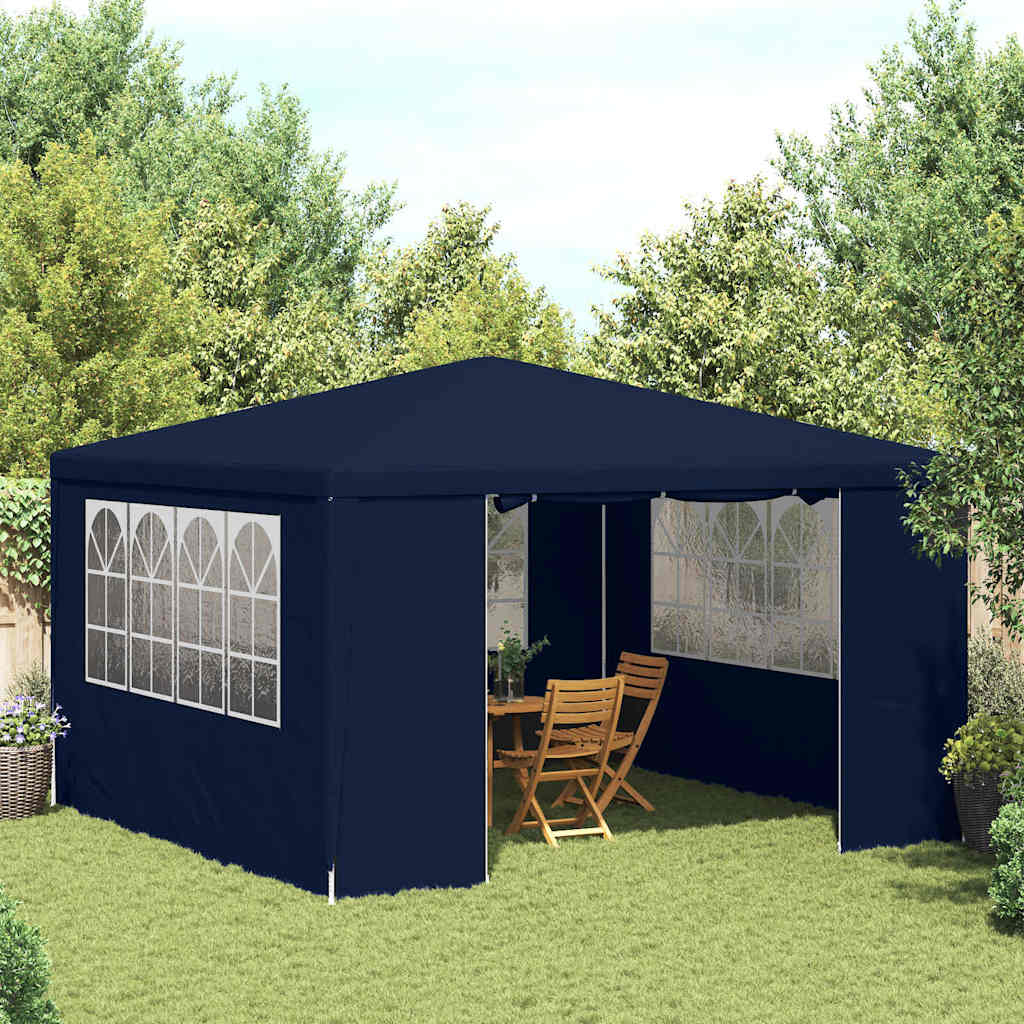 Professional party tent with side walls 4×4 m blue 90 g/m²