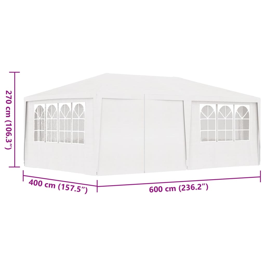 Profi-Partyzelt mit Seitenwänden 4×6 m Weiß 90 g/m²