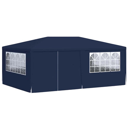 Profi-Partyzelt mit Seitenwänden 4×6 m Blau 90 g/m²