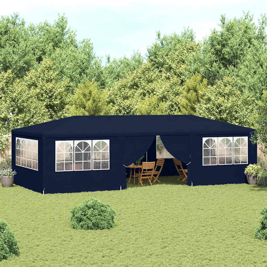 Profi-Partyzelt mit Seitenwänden 4×9 m Blau 90 g/m²