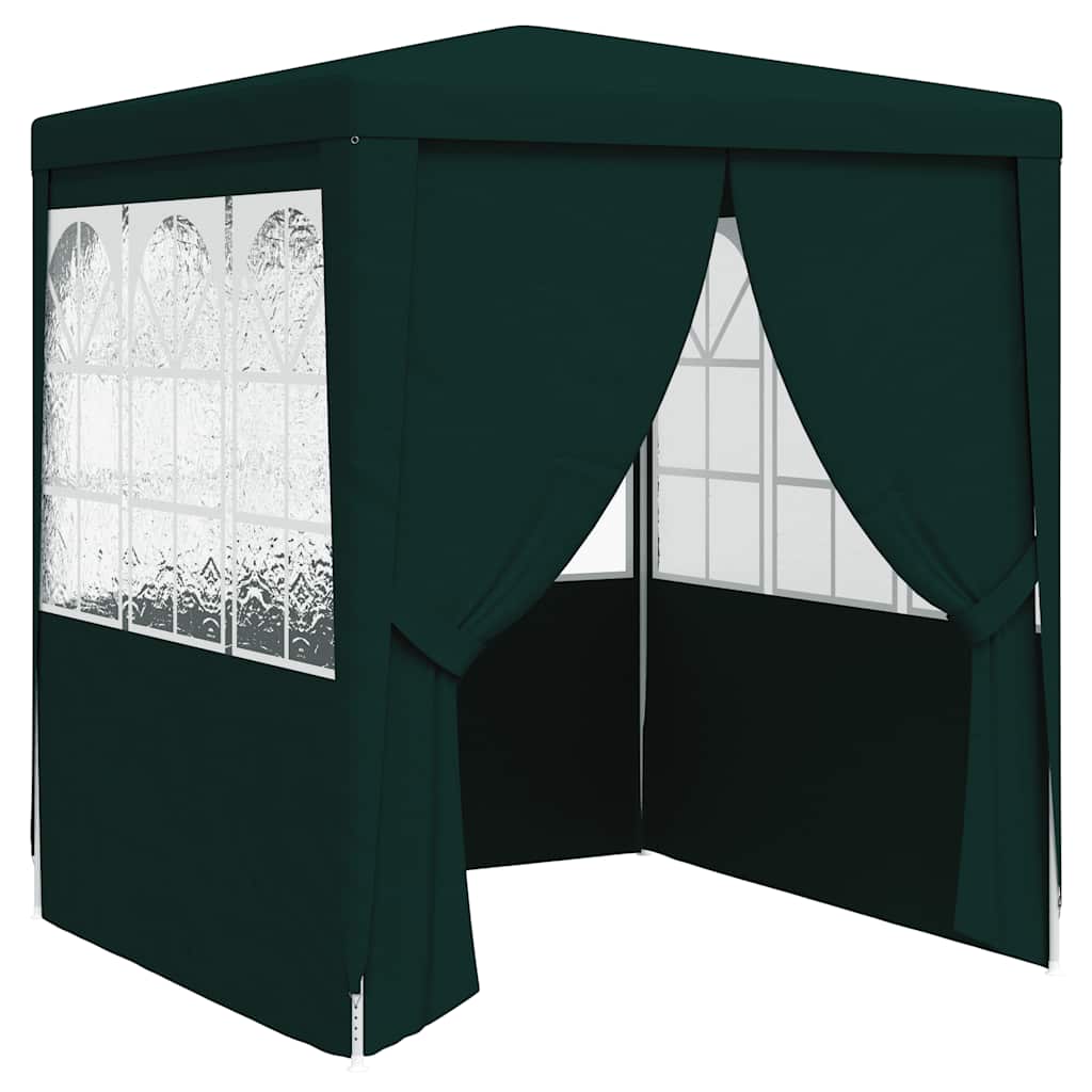 Professional party tent with side walls 2×2m green 90 g/m²