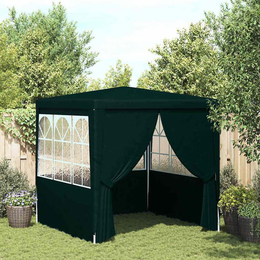 Professional party tent with side walls 2×2m green 90 g/m²