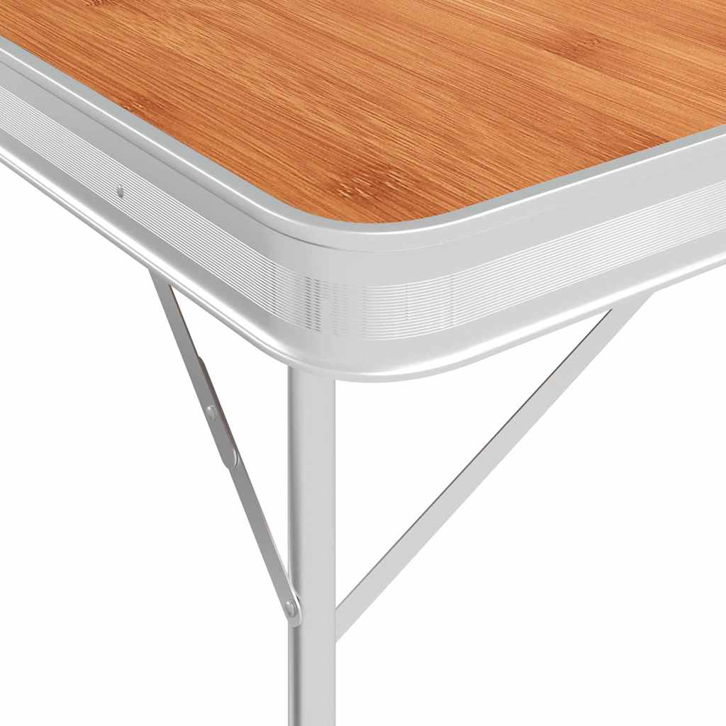 Klappbarer Campingtisch mit 2 Sitzbänken Aluminium Braun
