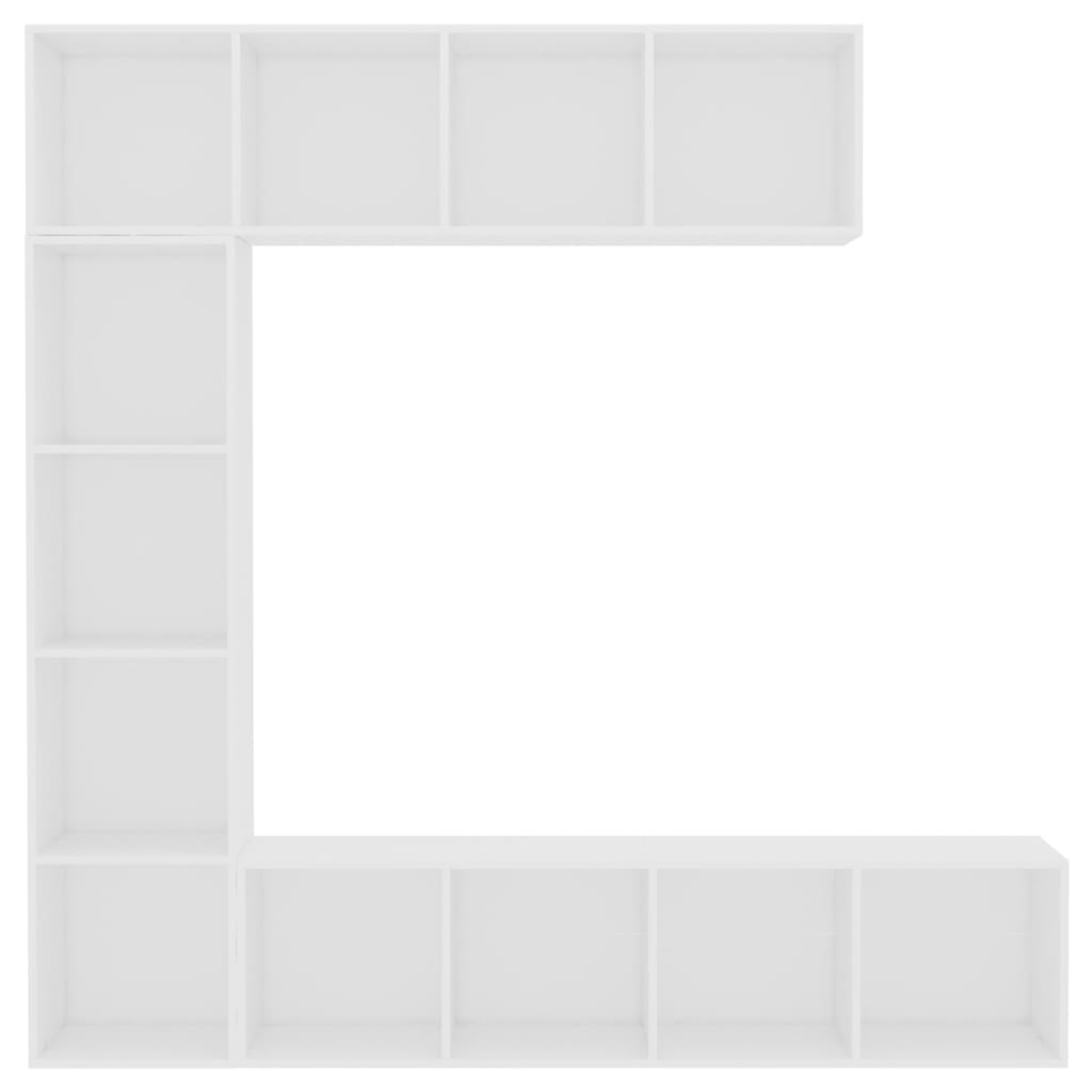 Ensemble de 3 meubles bibliothèque/TV blanc 180×30×180 cm