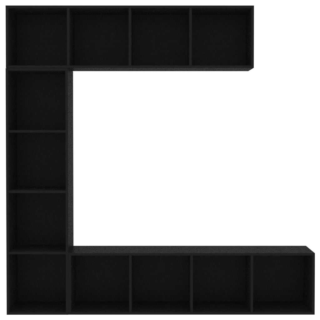 Ensemble bibliothèque/meuble TV 3 pièces, noir, 180 x 30 x 180 cm