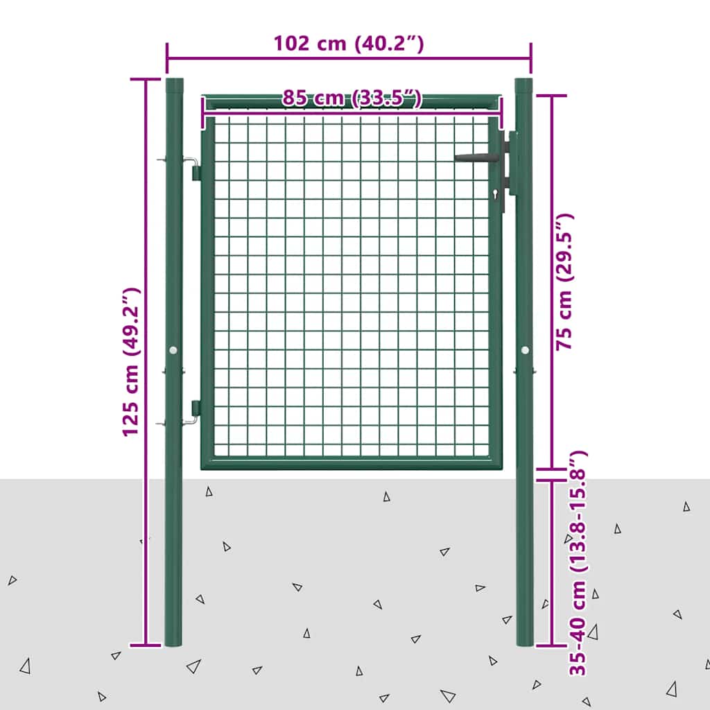 Zauntor Stahl 100x75 cm Grün