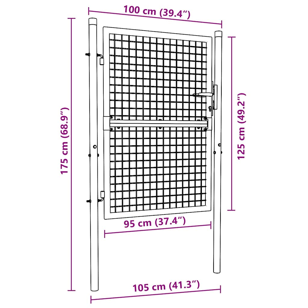 Zauntor Stahl 100x125 cm Grün