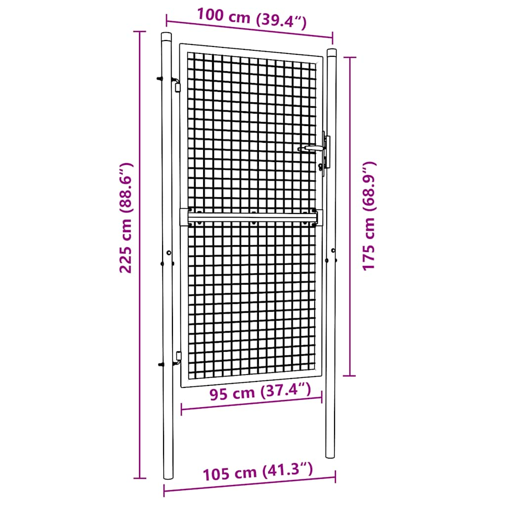 Zauntor Stahl 100x175 cm Grün