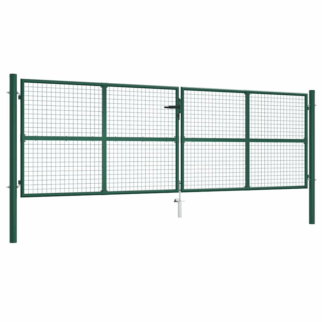 Maschen-Gartentor aus Stahl 400 x 125 cm Grün