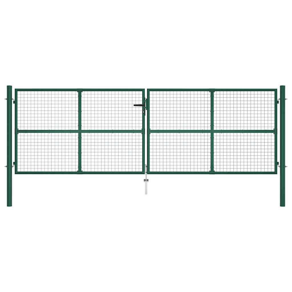 Maschen-Gartentor aus Stahl 400 x 125 cm Grün