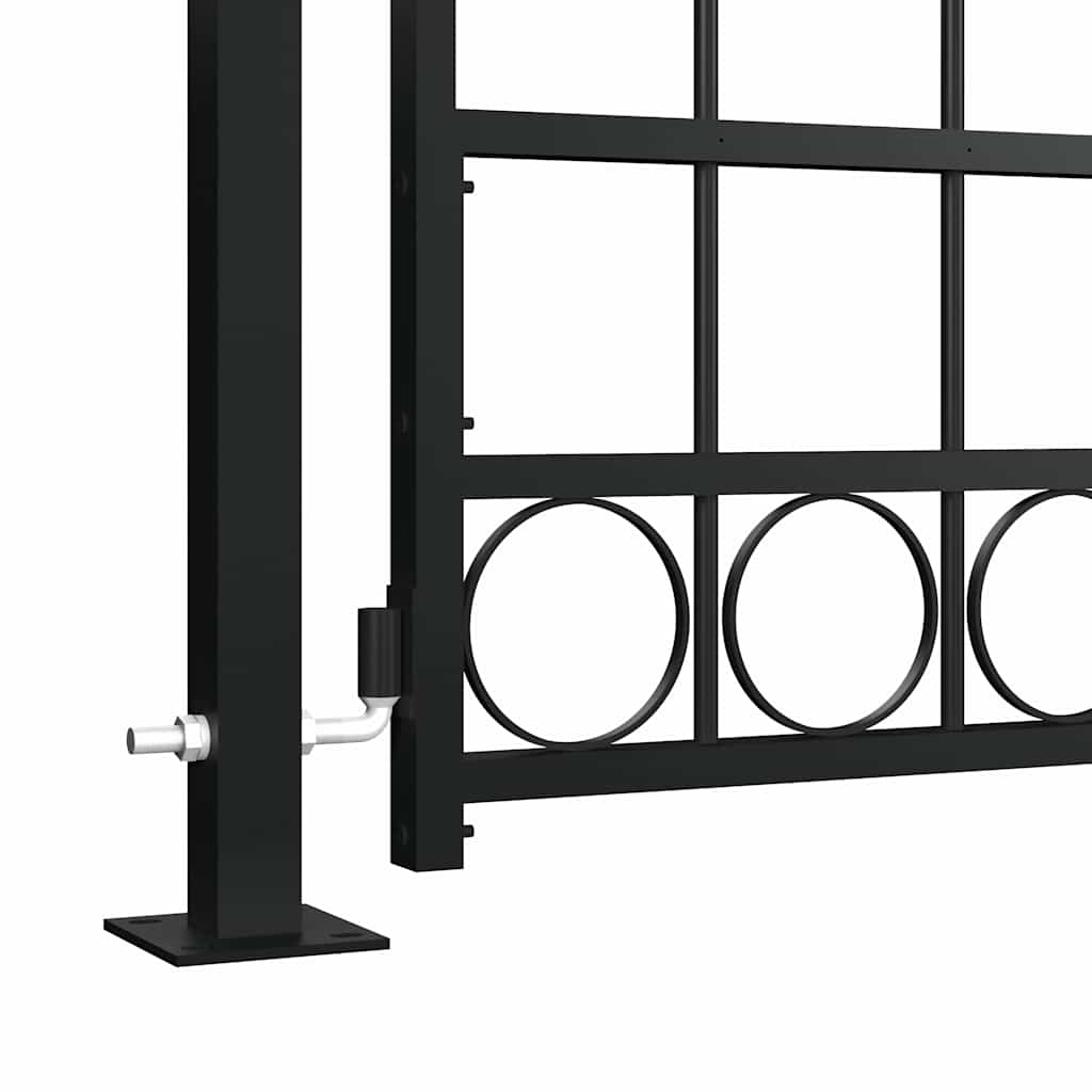 Gartentor ASSEN mit Bogenabschluss&2 Pfosten 105x170cm Schwarz