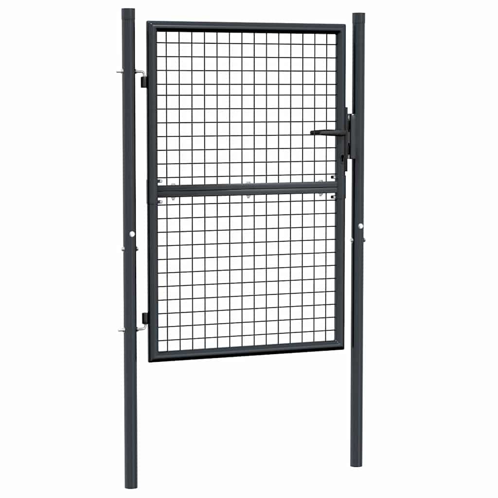 Maschen-Gartentor verzinkter Stahl 100 x 125 cm Grau