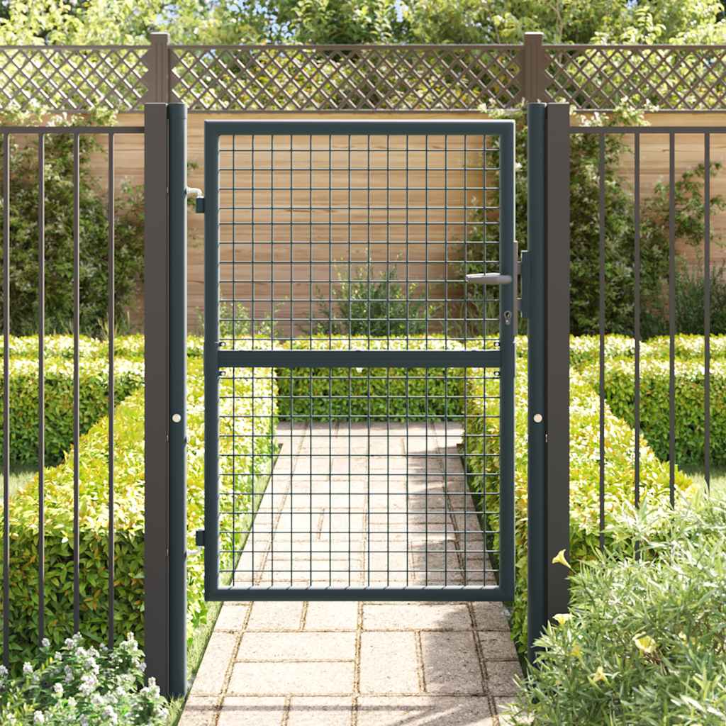 Maschen-Gartentor verzinkter Stahl 100 x 125 cm Grau