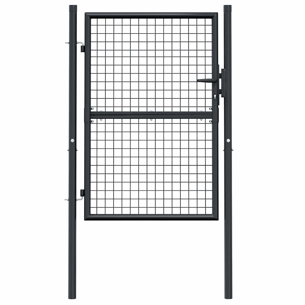 Maschen-Gartentor verzinkter Stahl 100 x 125 cm Grau