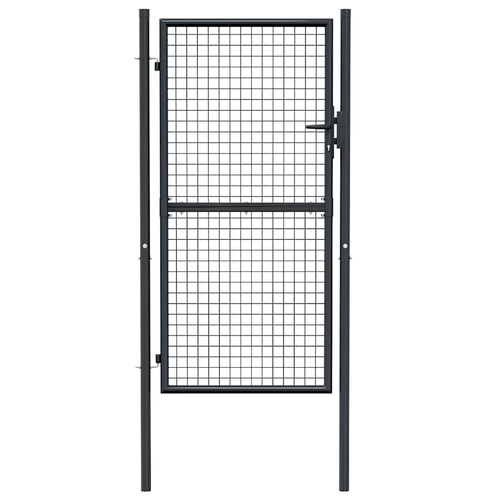 Maschen-Gartentor verzinkter Stahl 100 x 175 cm Grau