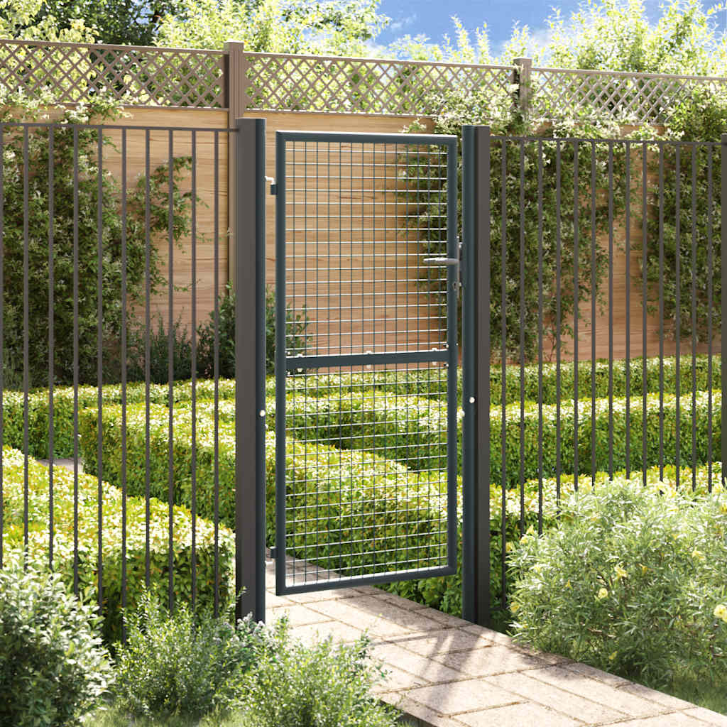 Maschen-Gartentor verzinkter Stahl 100 x 175 cm Grau
