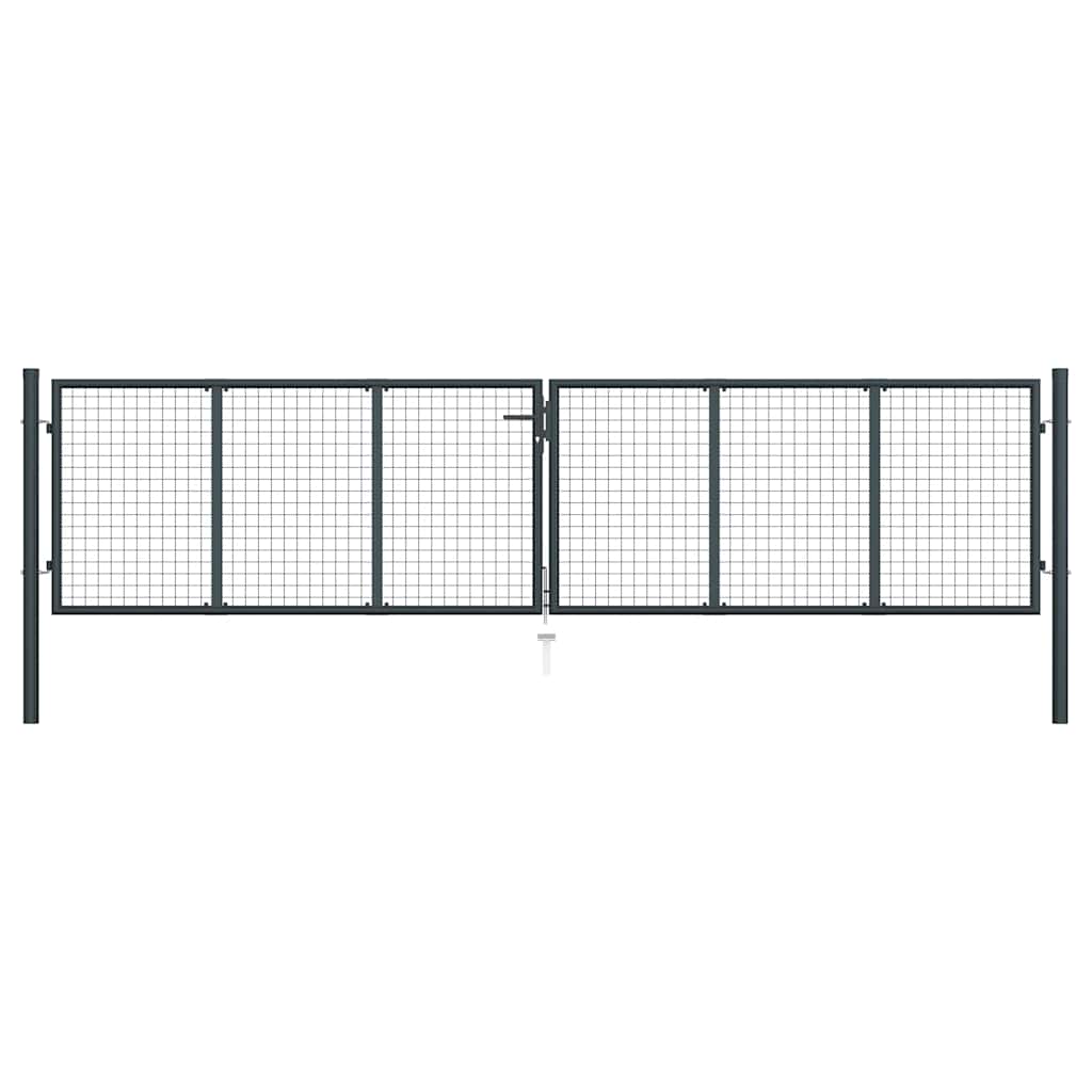 Maschen-Gartentor verzinkter Stahl 400 x 75 cm Grau