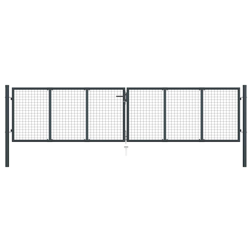 Maschen-Gartentor verzinkter Stahl 400 x 100 cm Grau