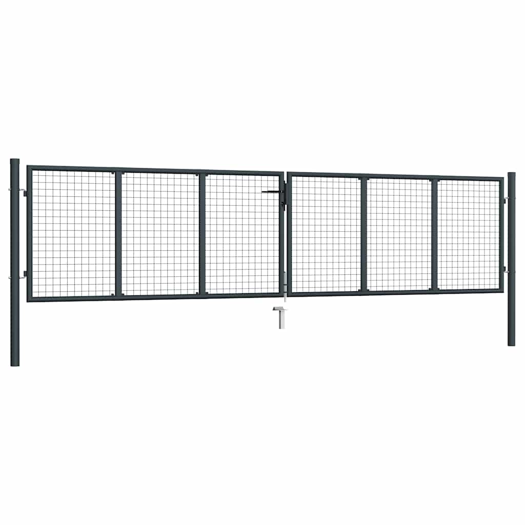 Maschen-Gartentor verzinkter Stahl 400 x 100 cm Grau
