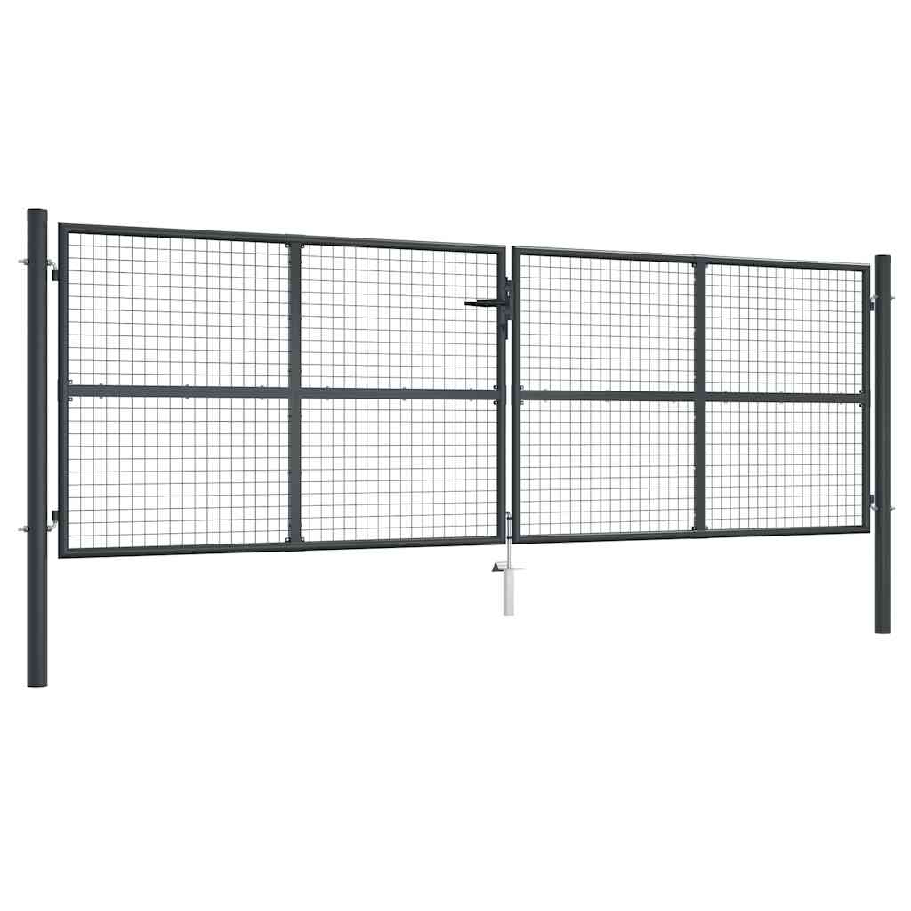 Maschen-Gartentor verzinkter Stahl 400 x 125 cm Grau