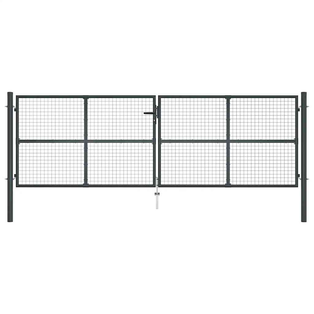 Maschen-Gartentor verzinkter Stahl 400 x 125 cm Grau