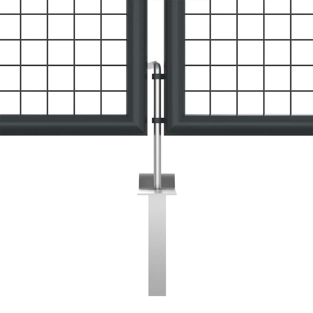 Maschen-Gartentor verzinkter Stahl 400 x 125 cm Grau