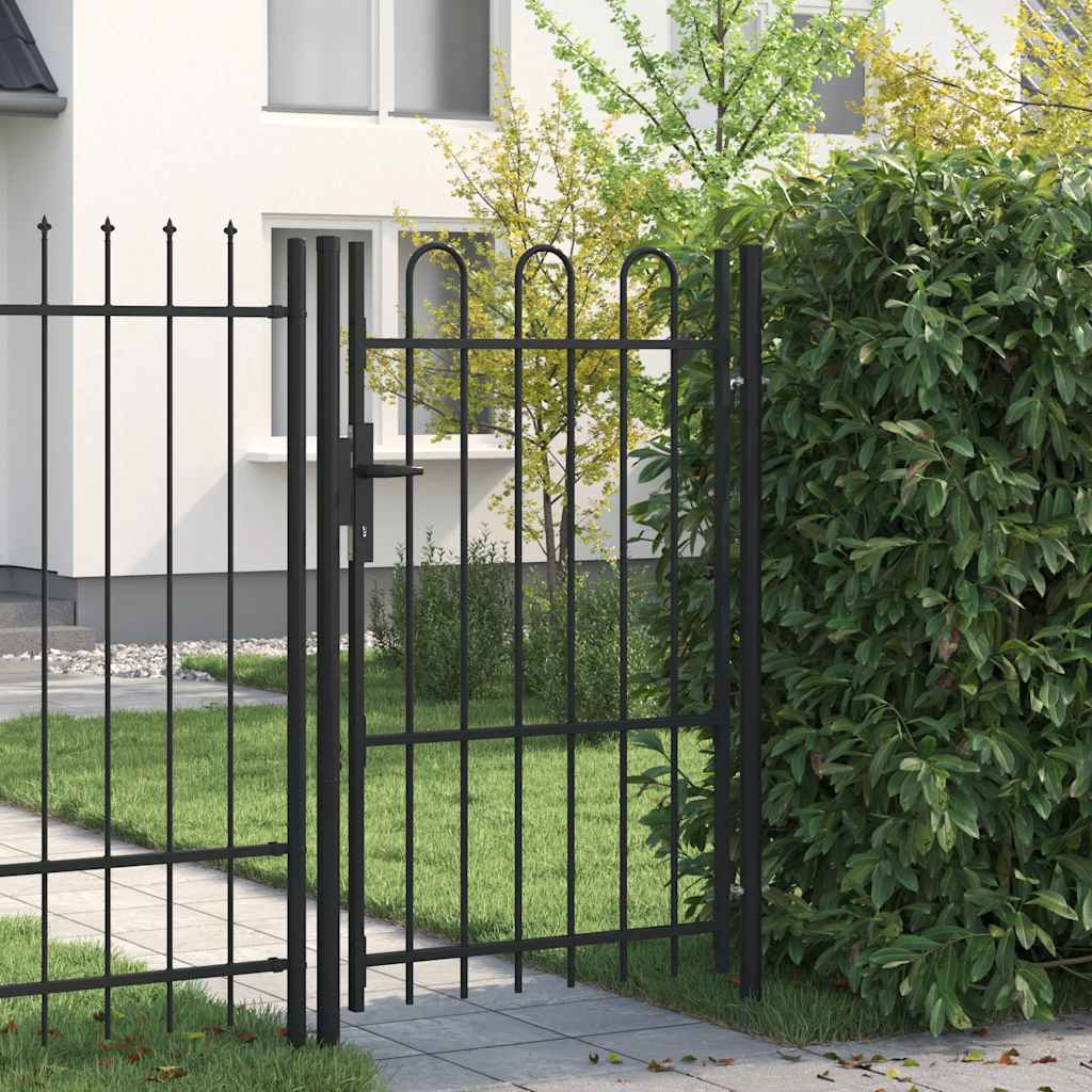 Zauntor BOXTEL Einzeltür mit Bogenabschluss Stahl 1 x 1,5 m Schwarz